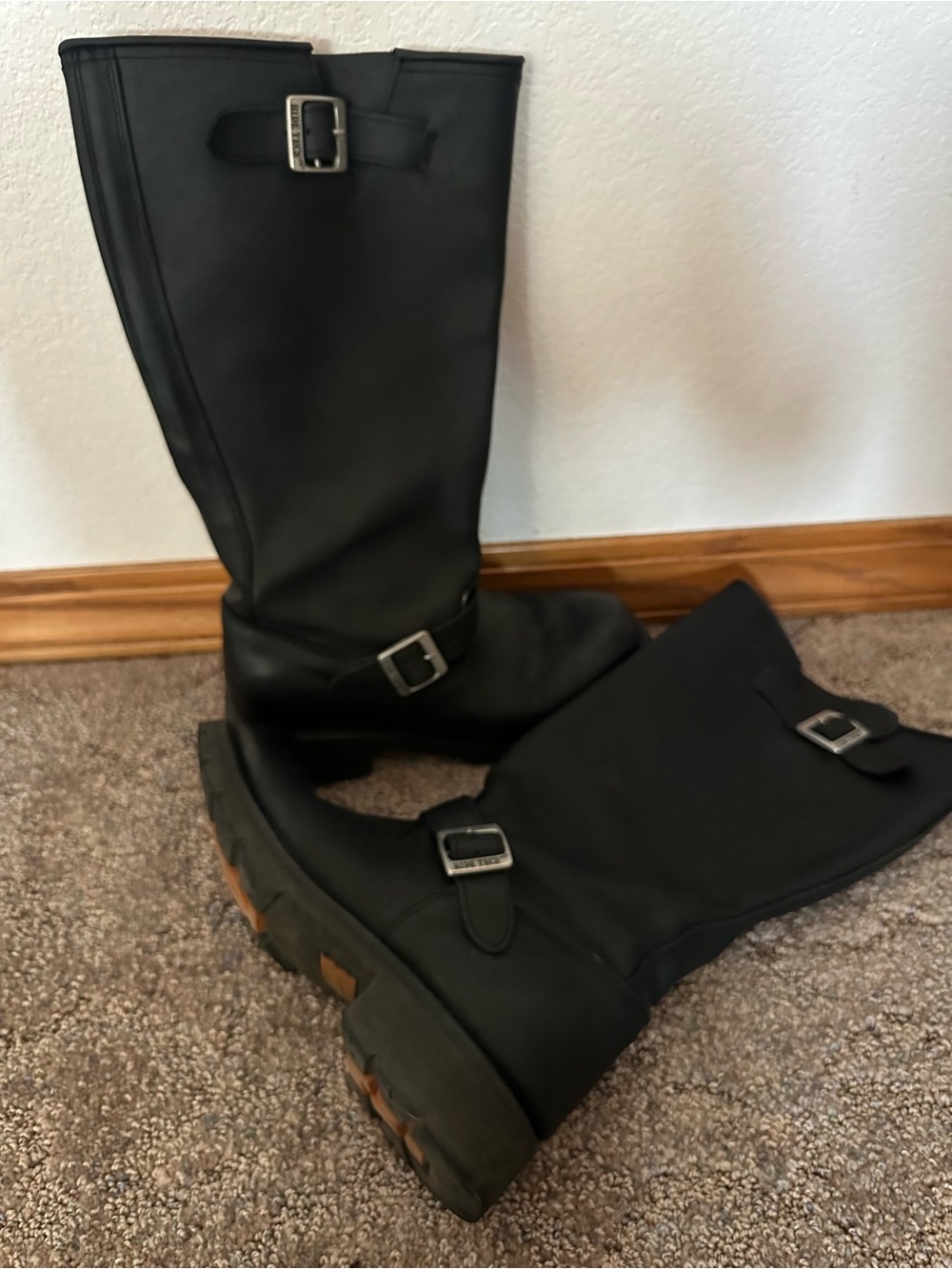 Ride Techs Black Leather Engineer Motorcycle Riding Boots